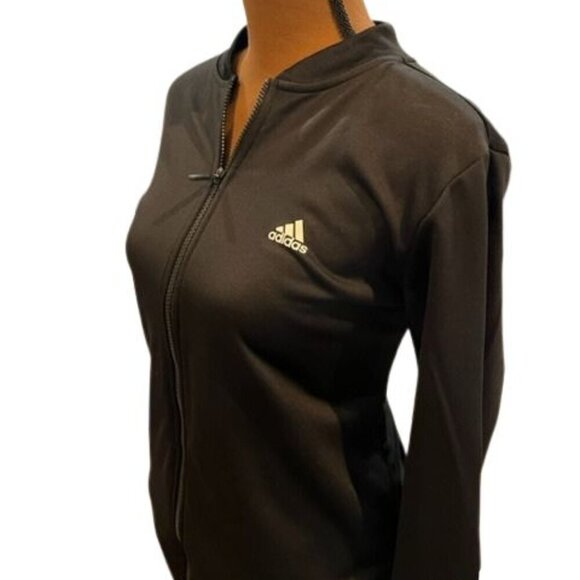 Black Adidas Full-Zip Track Jacket with 2 Front Pockets – Size Medium - Picture 3 of 6
